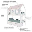 Ver imagem 4 de Beliche Casinha Bela com Coração 2 Gavetas - Madeira Maciça Branco/rosa/verde | Housin