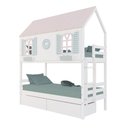 Ver imagem 2 de Beliche Casinha Bela com Coração 2 Gavetas - Madeira Maciça Branco/rosa/verde | Housin