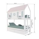 Ver imagem 3 de Beliche Casinha Bela com Coração 2 Gavetas - Madeira Maciça Branco/rosa/verde | Housin
