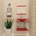 Ver imagem 1 de COMBO 2 EM 1 GABINETE DE VIDRO ESCÓCIA 45CM AC 45CM AC + TORNEIRA ALGARVE VERMELHO FERRARI EK