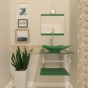 Ver imagem 1 de COMBO 2 EM 1 GABINETE DE VIDRO ESCÓCIA 45CM AC 45CM AC + TORNEIRA ALGARVE VERDE EK