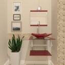 Ver imagem 1 de COMBO 2 EM 1 GABINETE DE VIDRO ESCÓCIA 45CM AC 45CM AC + TORNEIRA ALGARVE VERMELHO CEREJA EK