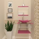 Ver imagem 1 de COMBO 2 EM 1 GABINETE DE VIDRO ESCÓCIA 45CM AC 45CM AC + TORNEIRA ALGARVE ROSA EK