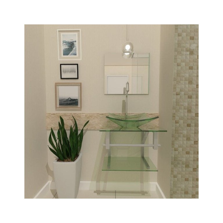 COMBO 2 EM 1 GABINETE DE VIDRO ESCÓCIA 45CM AC 45CM AC + TORNEIRA ALGARVE INCOLOR EK