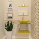 Ver imagem 1 de COMBO 2 EM 1 GABINETE DE VIDRO ESCÓCIA 45CM AC 45CM AC + TORNEIRA ALGARVE AMARELO EK