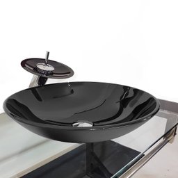 GABINETE DE VIDRO 45CM IT INOX COM CUBA REDONDA - PRETO EK - 2