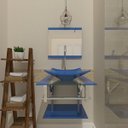 Ver imagem 2 de GABINETE DE VIDRO 45CM IQ INOX COM CUBA QUADRADA - AZUL EK