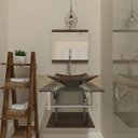 Ver imagem 2 de GABINETE DE VIDRO 45CM IQ INOX COM CUBA QUADRADA - MARROM EK