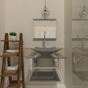 Ver imagem 2 de GABINETE DE VIDRO 45CM IQ INOX COM CUBA QUADRADA - PRATA EK