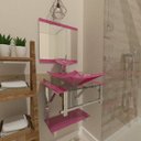 Ver imagem 1 de GABINETE DE VIDRO 45CM IQ INOX COM CUBA QUADRADA - ROSA EK
