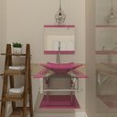 Ver imagem 2 de GABINETE DE VIDRO 45CM IQ INOX COM CUBA QUADRADA - ROSA EK