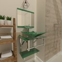 Ver imagem 1 de GABINETE DE VIDRO 45CM IQ INOX COM CUBA QUADRADA - VERDE EK