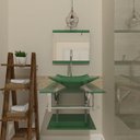 Ver imagem 2 de GABINETE DE VIDRO 45CM IQ INOX COM CUBA QUADRADA - VERDE EK