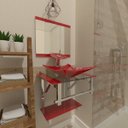Ver imagem 1 de GABINETE DE VIDRO 45CM IQ INOX COM CUBA QUADRADA - VERMELHO FERRARI EK