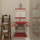 Ver imagem 2 de GABINETE DE VIDRO 45CM IQ INOX COM CUBA QUADRADA - VERMELHO FERRARI EK