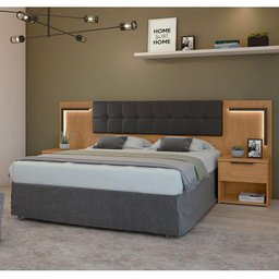 Cabeceira Box Casal 160 Calitan Amêndoa Clean com Led - Lopas - 2
