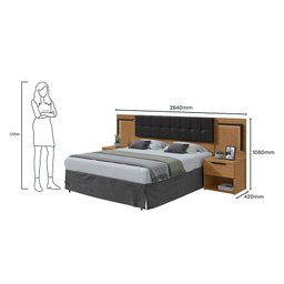 Cabeceira Box Casal 160 Calitan Amêndoa Clean com Led - Lopas - 4