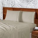 Ver imagem 3 de Jogo de Cama Lençol Casal Conforto Percal 300 Fios 4 Peças - Bege