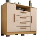 Ver imagem 1 de Cômoda Rack Madri 2 Portas 4 Gavetas - Casa Chick Carvalho Americano-off White