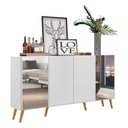 Ver imagem 1 de Aparador Buffet Retrô com Espelho Multimóveis Vegas FG3562 Branco/Natural