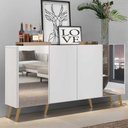 Ver imagem 3 de Aparador Buffet Retrô com Espelho Multimóveis Vegas FG3562 Branco/Natural