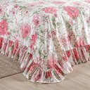 Ver imagem 4 de Kit Cobre Leito Colcha Turin Casal Estampada C/ Babado 400 Fios 3 Peças Flores Floral Rosa - 100% Po