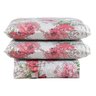 Kit Cobre Leito Colcha Turin Casal Estampada C/ Babado 400 Fios 3 Peças Flores Floral Rosa - 100% Po - 1