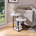 Ver imagem 2 de Mesa Lateral Mesinha Sala Quarto Industrial Pés de Ferro Luiza - Branco/Preto - RPM Móveis