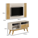 Ver imagem 2 de Rack Houston com Painel America para TVs de ate 50 Polegadas Valdemoveis Off White/Cinamomo