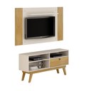Ver imagem 1 de Rack Houston com Painel America para TVs de ate 50 Polegadas Valdemoveis Off White/Cinamomo