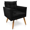 Ver imagem 2 de Kit 2 Poltronas e Namoradeira 2 Lugares Thais Suede Preto Pés Palito Castanho - Slk Decor