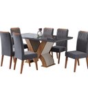 Ver imagem 2 de Conjunto Sala de Jantar 6 Lugares Retangular Tampo de Vidro Vegas Yescasa