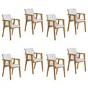 Ver imagem 1 de Kit 8 Cadeiras com Braço para Sala de Jantar com Pés Madeira Maciça Flora