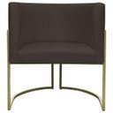 Ver imagem 5 de Poltrona Decorativa Recepção Luna Suede Base Ferro Champagne