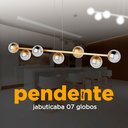 Ver imagem 2 de Pendente Lustres de Teto Jabuticaba Alumínio Dourado com 5 Metros Fio com 7 Vidro Globo Fume