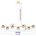 Ver imagem 5 de Pendente Lustres de Teto Jabuticaba Alumínio Dourado com 5 Metros Fio com 7 Vidro Globo Fume