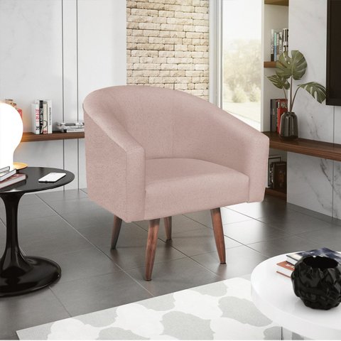 Poltrona Decorativa Sala de Estar Recepção Luiza Pés Palito Suede - Doce Sonho Móveis POLTRONAS POLT