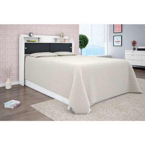 Cabeceira Box Casal Framar Elisa Branco/Preto