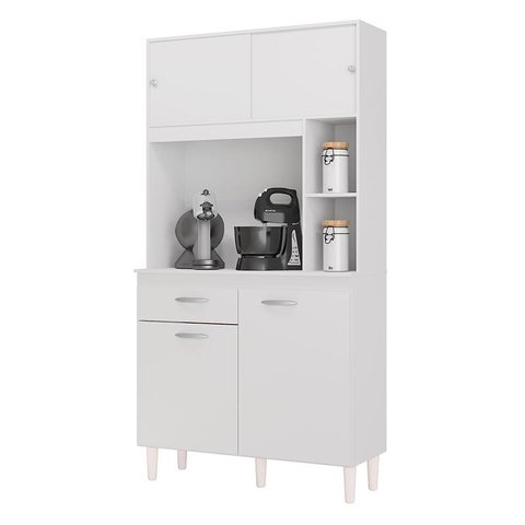 Cozinha Compacta Duda 90cm 4 Portas 1 Gaveta Branco - Poquema