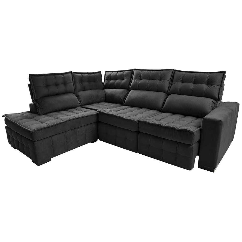 Sofá de Canto Esquerdo 2.65x2.30m Retrátil e Reclinável com Molas