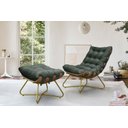 Ver imagem 3 de Poltrona Costela Decorativa com Puff Madeira Eva Dourado Verde