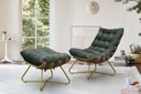 Ver imagem 3 de Poltrona Costela Decorativa com Puff Madeira Eva Dourado Verde