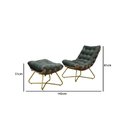 Ver imagem 2 de Poltrona Costela Decorativa com Puff Madeira Eva Dourado Verde