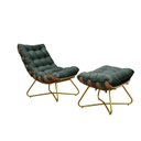 Ver imagem 1 de Poltrona Costela Decorativa com Puff Madeira Eva Dourado Verde