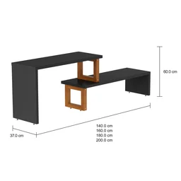 Rack Expansível Preto com Amêndoa Netuno Tebarrot Móveis - 3