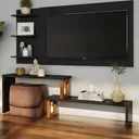 Ver imagem 2 de Rack Expansível Preto com Amêndoa Netuno Tebarrot Móveis