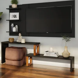 Rack Expansível Preto com Amêndoa Netuno Tebarrot Móveis - 2