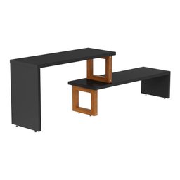 Rack Expansível Preto com Amêndoa Netuno Tebarrot Móveis - 1