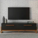 Ver imagem 5 de Rack para TV até 65 Polegadas Preto com Amêndoa Mercúrio com 2 Portas Tebarrot Móveis