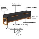 Ver imagem 4 de Rack para TV até 65 Polegadas Preto com Amêndoa Mercúrio com 2 Portas Tebarrot Móveis